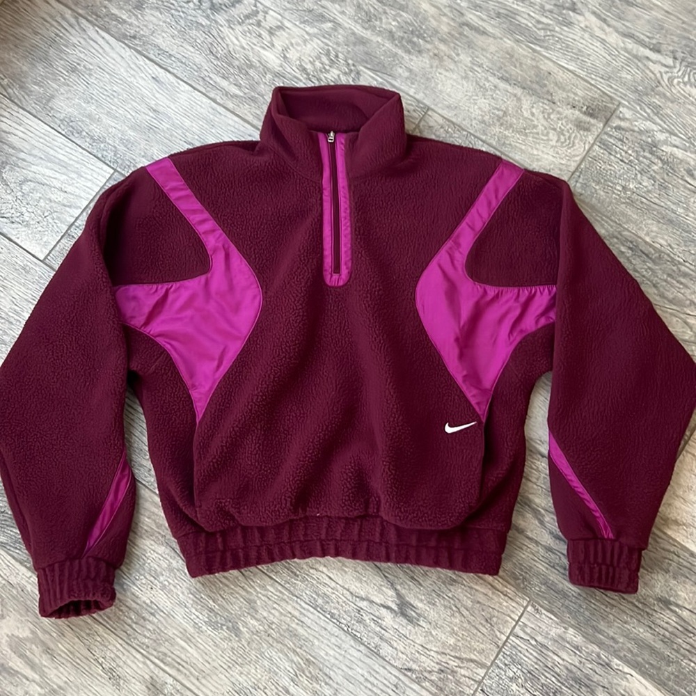 Nike maroon quarter zip fleece pullover